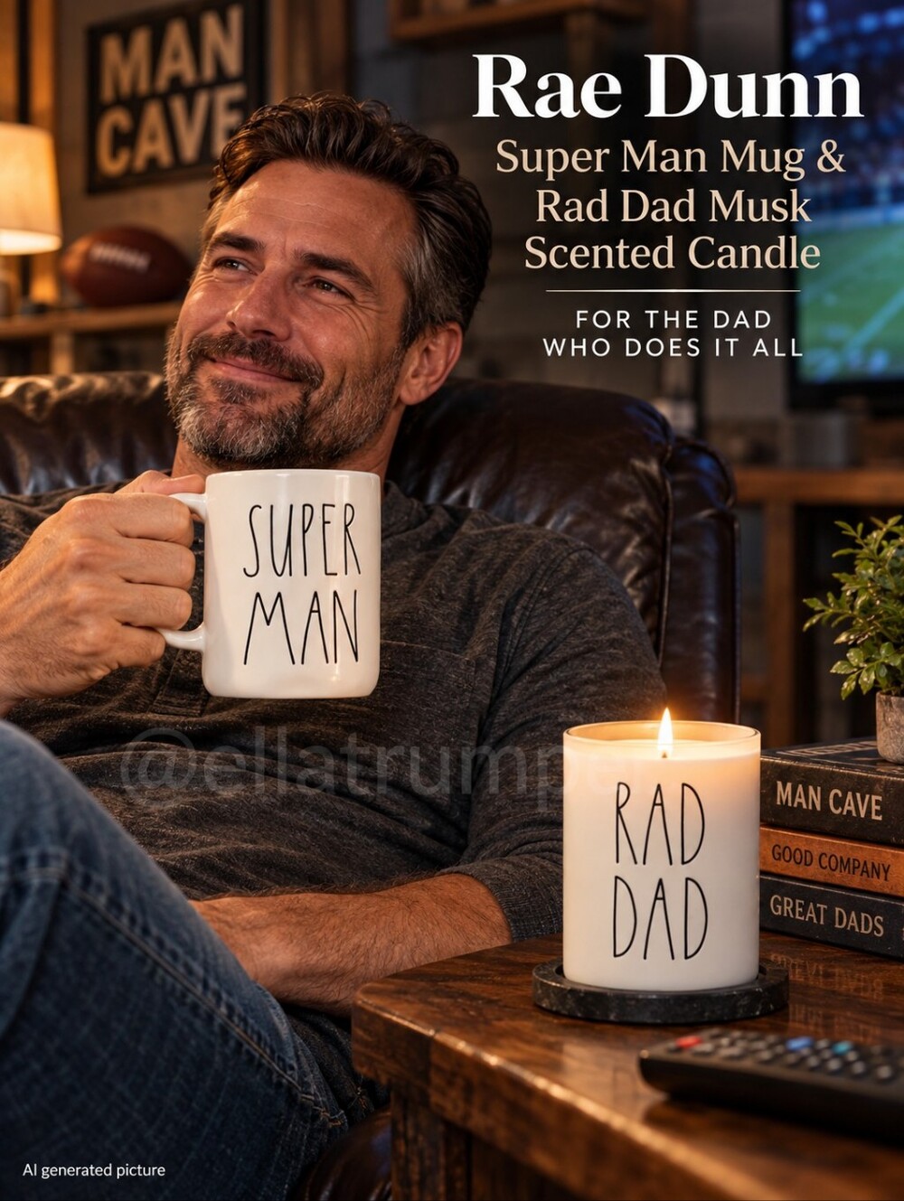 Rae Dunn Dad Mug & Candle Super Man Mug, Rad Dad Candle